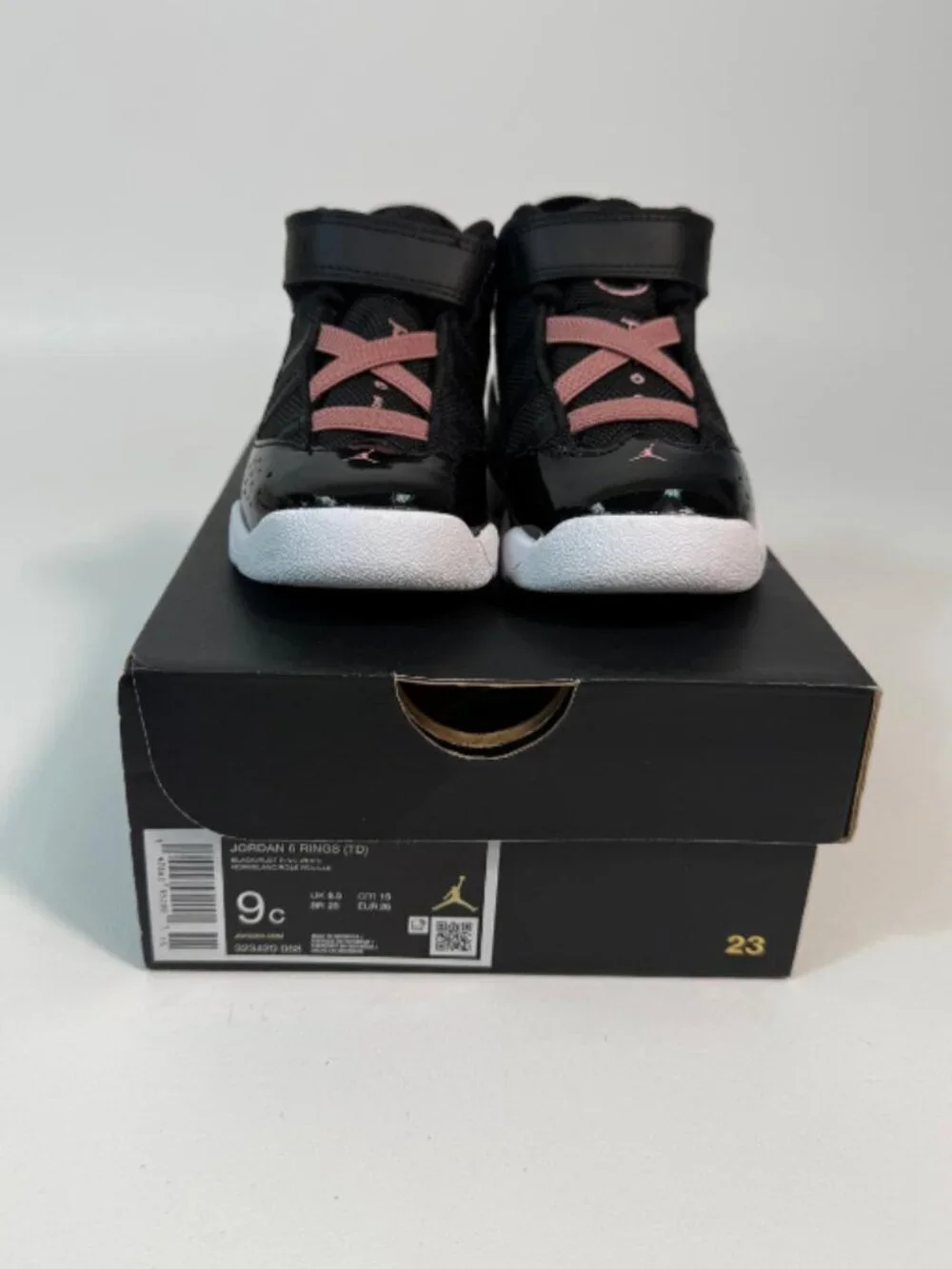 Nike Air Jordan 6 Rings (TD) Toddlers Size 9C Black/White/Rust Pink